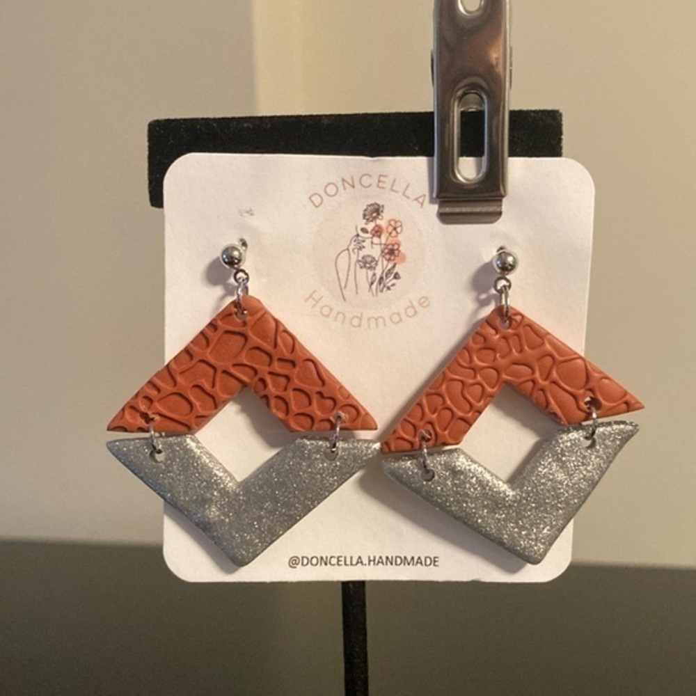 Handmade Orange and Silver Earrings